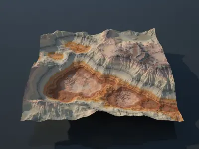 Highly detailed sci-fi rocky desert 3D model