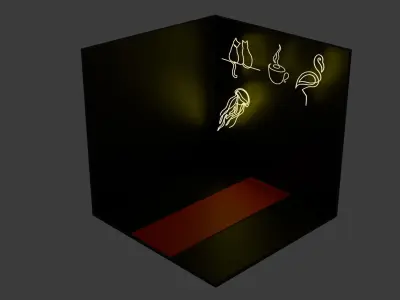 6pc Neon Asset Pack in Yellow Low-poly 3D model