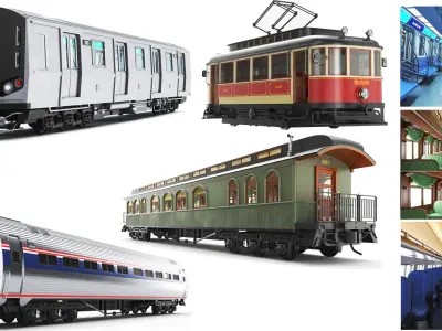  Detailed Four Subway And Train Cars 