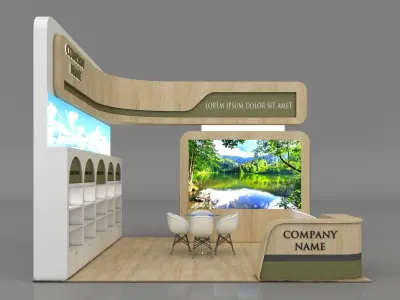 Booth Exhibition Stand Stall 5x5m Height 400 cm 3 Side Open 3D model purchase