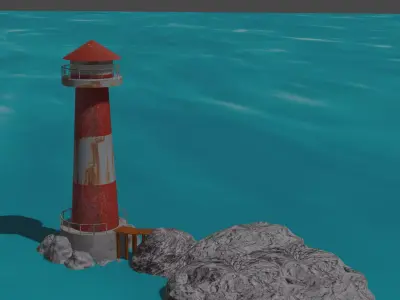 lighthouse in ocean Free 3D model