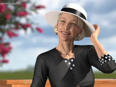  Vintage Fashion Woman with Bag Rigged 