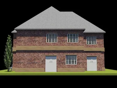 Set 6 Houses Detached with interiors Low-poly 3D model