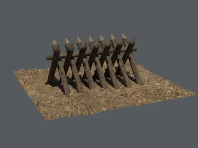 Medieval Wooden Barricades Wall Low-poly 3D model