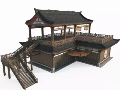 Ancient Asian Architectural Noodles 3D model