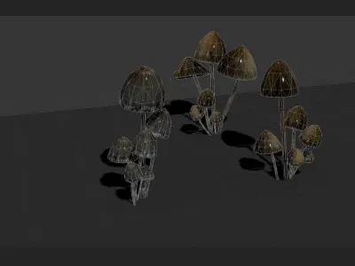 mushrooms collection Low-poly 3D model