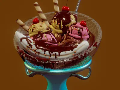 banana split bowl Low-poly 3D model