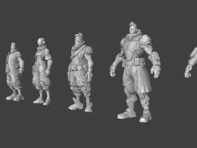 Cyberpunk Street Mercenaries LowPoly Low-poly 3D model