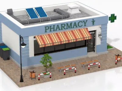 Pharmacy  Low-poly 3D model