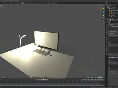 Desk with Monitor  Keyboard and Mouse Free 3D model