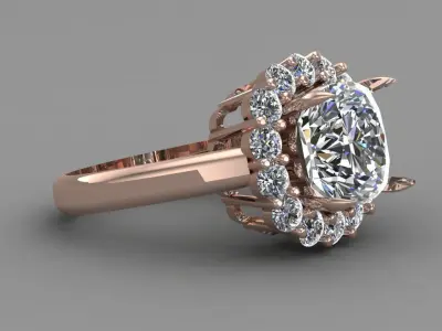 Rose Gold Women Diamond Ring 3D print model 3D print model 55