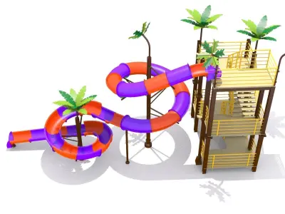 Playground Tornado Slide Low-poly 3D model