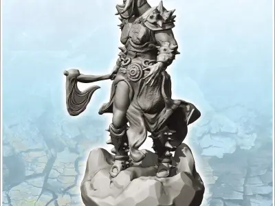 Ares Mars in war gear with ax 2 - Medieval Fantasy Magic Feudal  3D print model