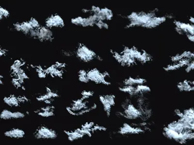 Realistic clouds - smoke - low poly pack 30 models Low-poly 3D model