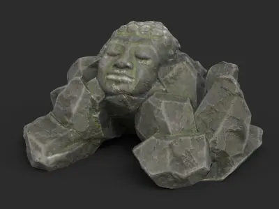 Rock Buddha 1007 - Grey Jagged Stone Low-poly 3D model