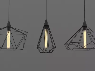 Hanging Wire Lamp Set 3D model