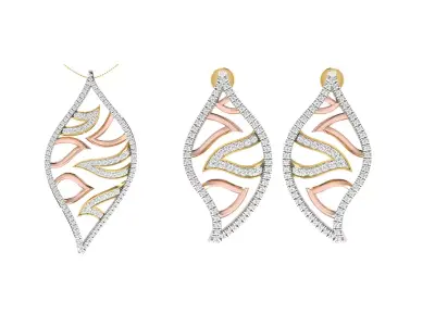 Women Pendant Earring Sets 3dm STL OBJ FBX Renders Details 3D print model 9