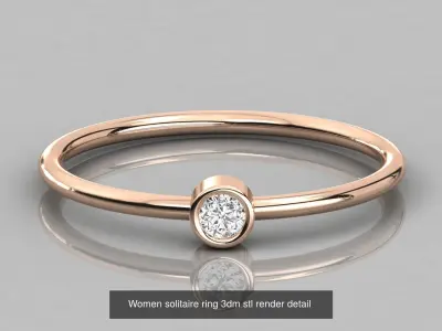 22 Single diamond Light wt solitaire ring 3dm stl render detail  3D Model Pack