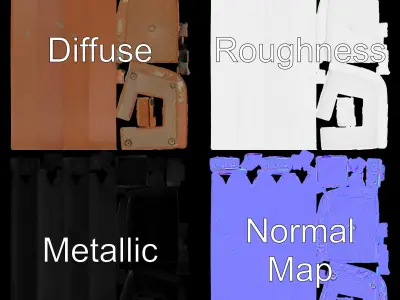 Rusty Metal Bollard D Model Pack Low-poly 3D model