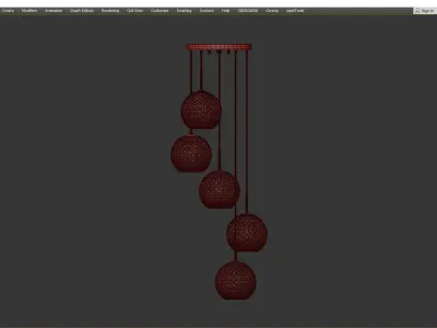 FINNAR three glass ball pendant lights hanging from chain Low-poly 3D model