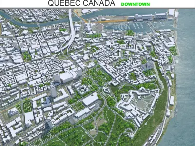 Quebec Downtown Canada Low-poly 3D model