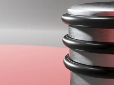 Brushed Metal Door Blocker - Rubber Rings And Bottom Free 3D model