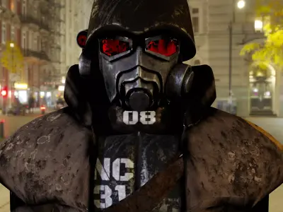 NCR Fallout New Vegas Armor PBR Rigged Low-poly 3D model