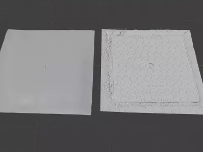 Squared manhole -02- High-poly and Low-poly 3D model