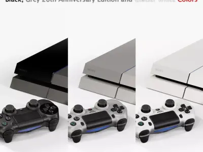 Sony PlayStation 4 Black White Grey Colors Low-poly 3D model
