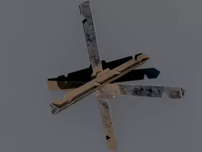 Anti-tank hedgehog  Low-poly 3D model