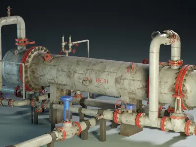 Industrial Heat Exchanger PBR Game Ready Low-poly 3D model