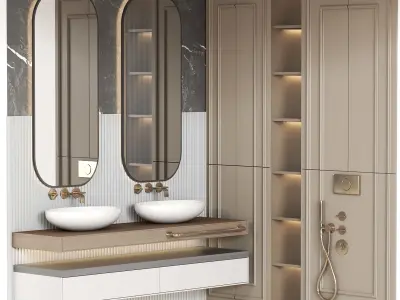 Bathroom furniture N009 in Neoclassic style Low-poly 3D model