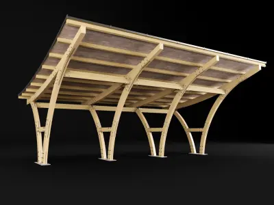 Woden pergola and carport 3D Model Pack