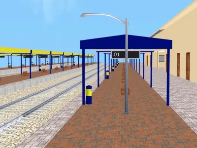 Railway Station Platform 3D Model Environment 2025 Low-poly 3D model