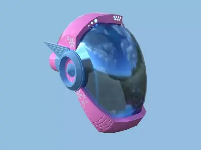 SciFi Helmet 07 - Pink Girl Robot - Character Design Fashion Low-poly 3D model