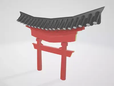 Japanese Shrine Gate Free low-poly 3D model