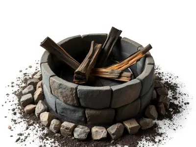 Realistic Stone Fire Pit D Model Pack Low-poly 3D model