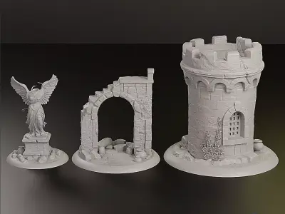  Ancient Ruins Set 2 - Pre-supported STL 3D print model