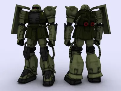 MS-06F Zaku II Gundam Low-poly 3D model