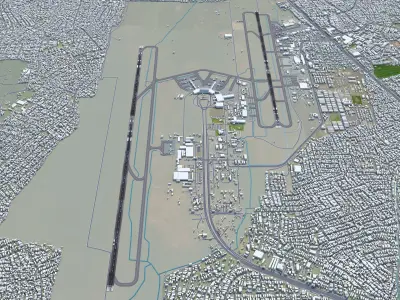 Lagos Murtala Muhammed Airport 10km Low-poly 3D model