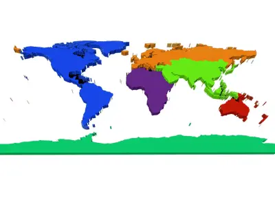 Continents Map  Low-poly 3D model