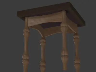 Wooden Side Stool 3D model