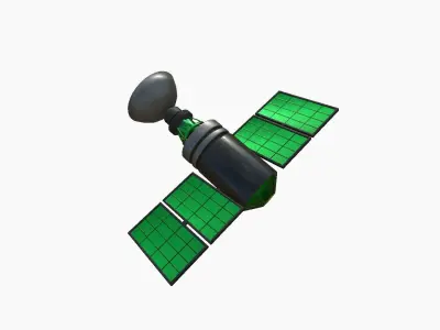 Satellite D01 Black Green - SciFi Space Design Low-poly 3D model
