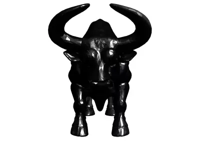 Realistic Silver Charging Bull Statue Low-poly 3D model