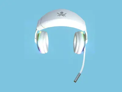 Headset 08 - RGB White - Character Fashion Design Low-poly 3D model