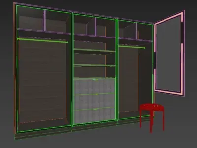 WARDROBE hallway with two doors and bench Low-poly 3D model