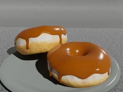 Chocolate Doughnut and Coffee Cup  Free low-poly 3D model