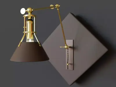 Light 3d model wall lamp with gold shade 3D model