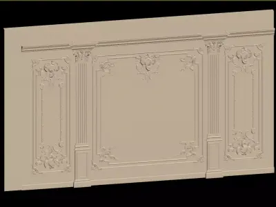 French Plaster Molding Accent Wall 3D model buy