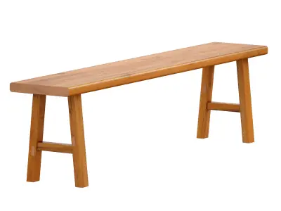 Wooden bench 3D model 2